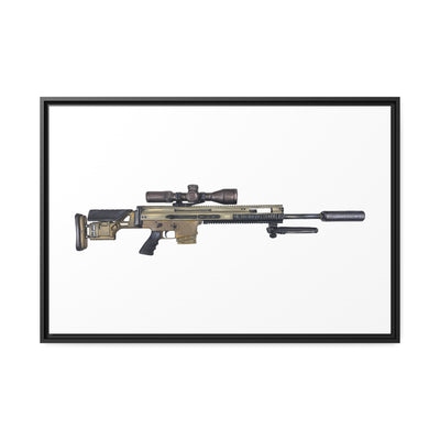 Socom Sniper Rifle Painting - Just The Piece - Black Framed Wrapped Canvas - Value Collection