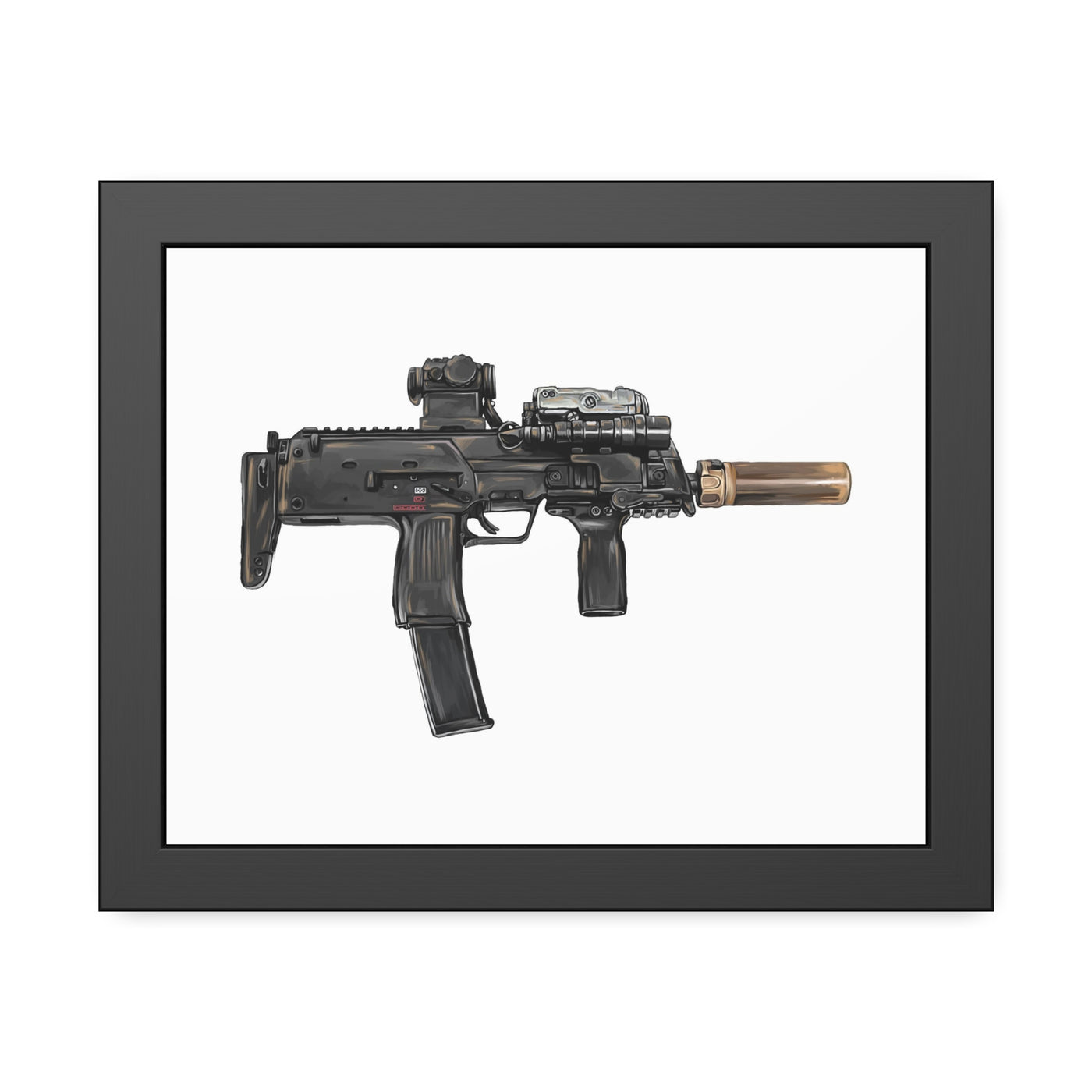 German 4.6x30mm Sub Machine Gun Painting - Just The Piece - Black Frame - Value Collection