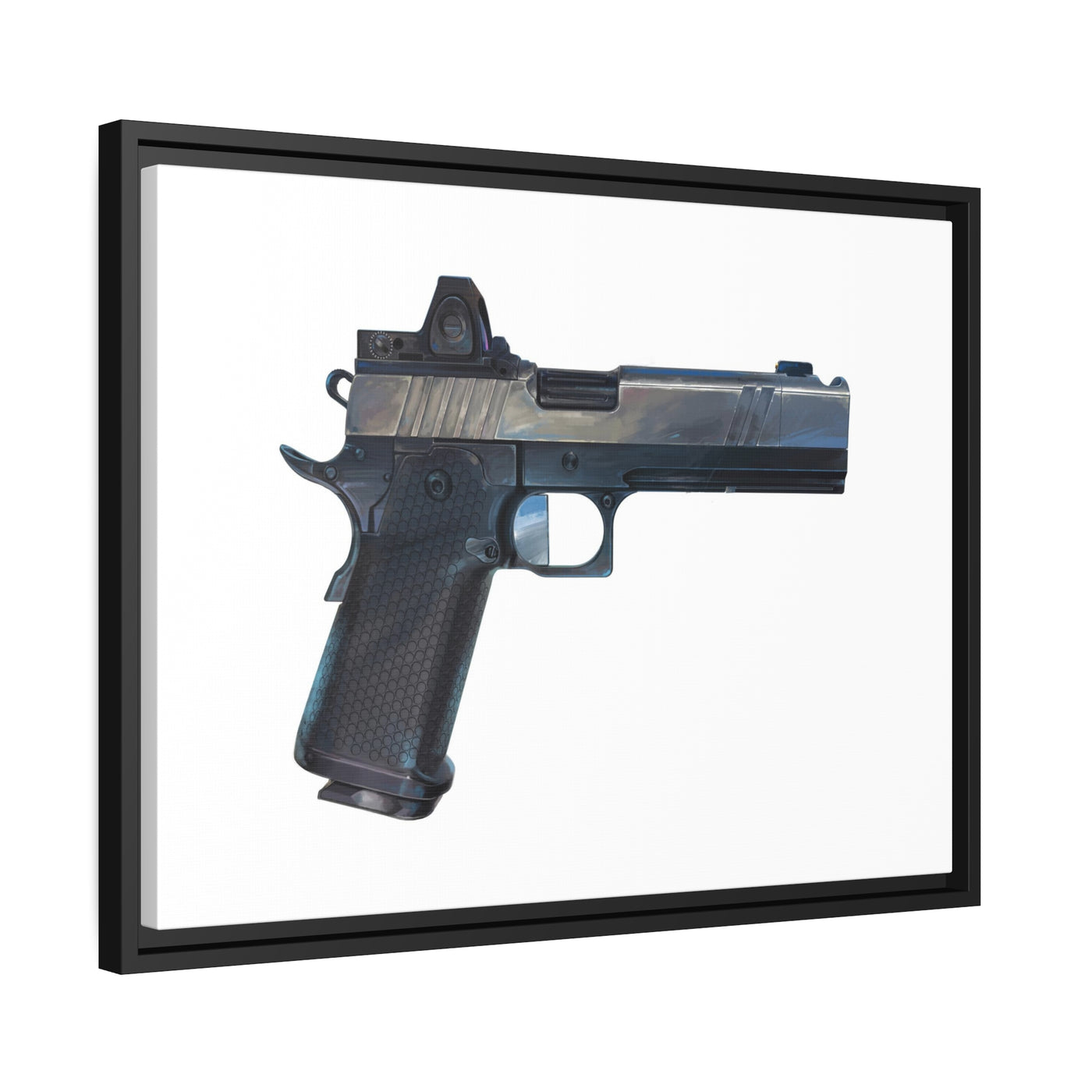 2011 Charlie - Pistol Painting - Just The Piece - Black Framed Wrapped Canvas - Value Collection