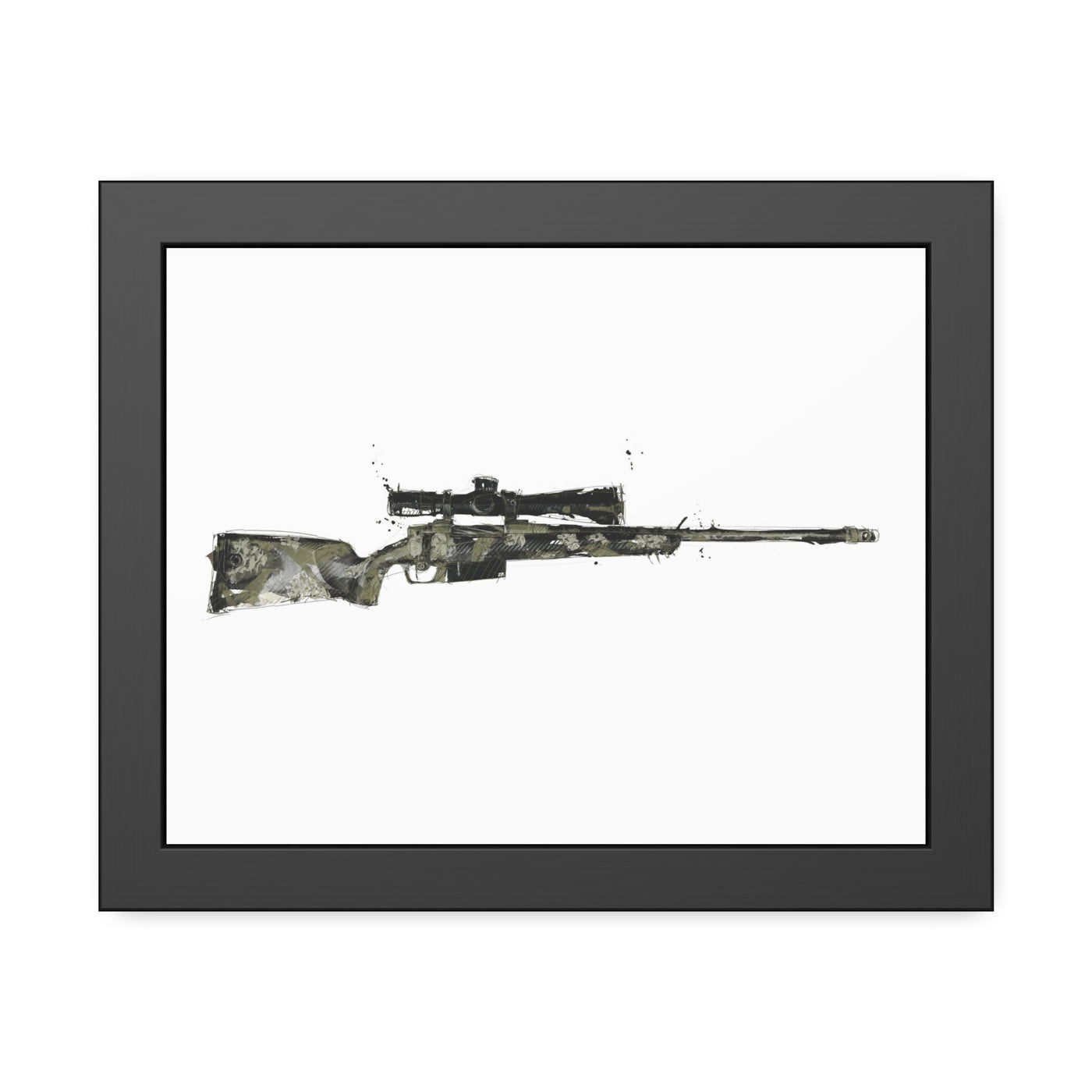 The Harvester - Long Range Hunting Rifle Painting - Just The Piece - Black Frame - Value Collection