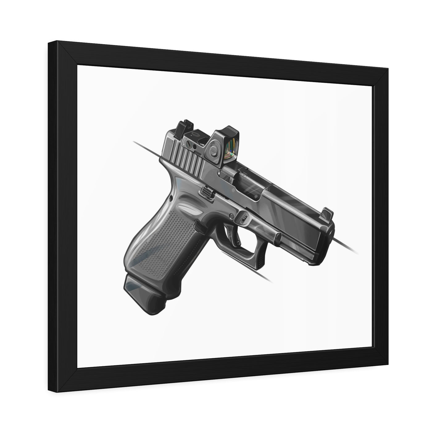 The Last Resort - OG Grey Poly Pistol Painting - Just The Piece - Black Frame - Value Collection