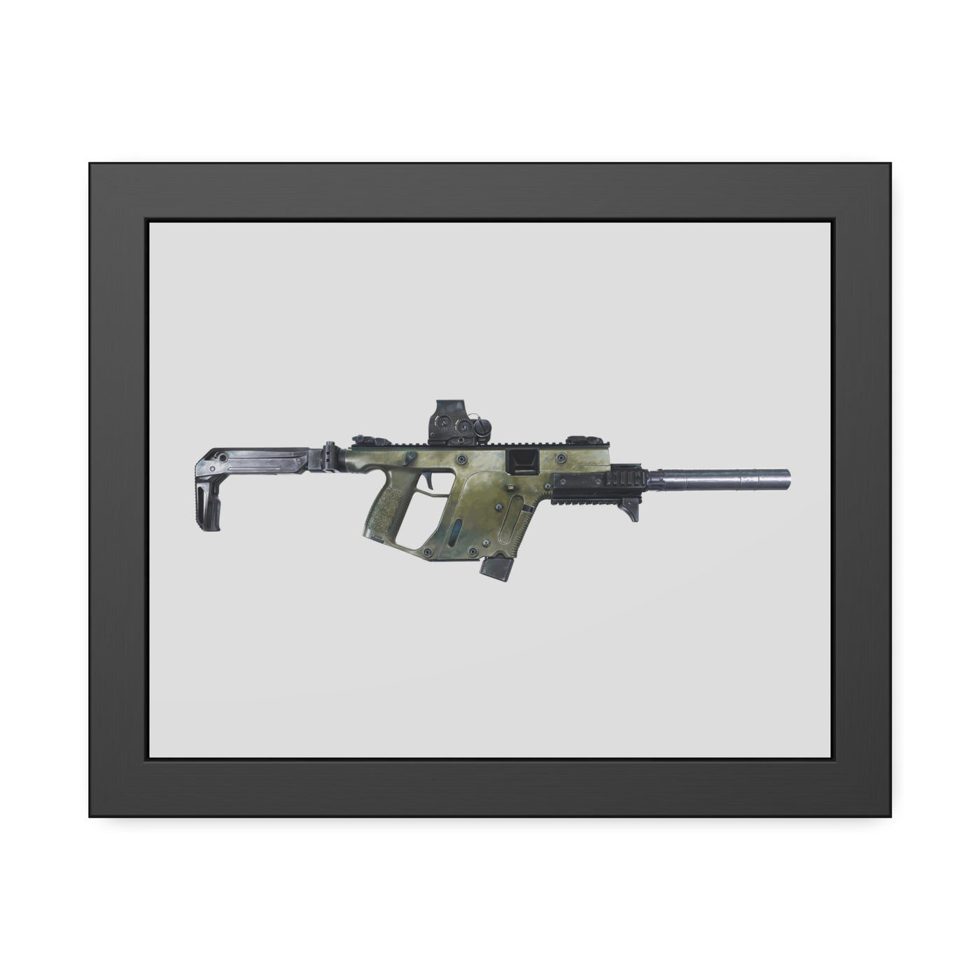 The Vindicator - Suppressed SMG Painting - Just The Piece - Black Frame - Value Collection