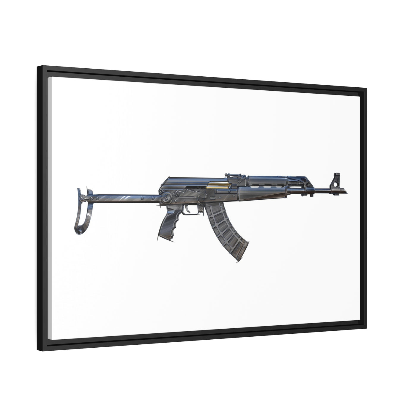 The Paratrooper AK-47 Painting - Just The Piece - Black Framed Wrapped Canvas - Value Collection