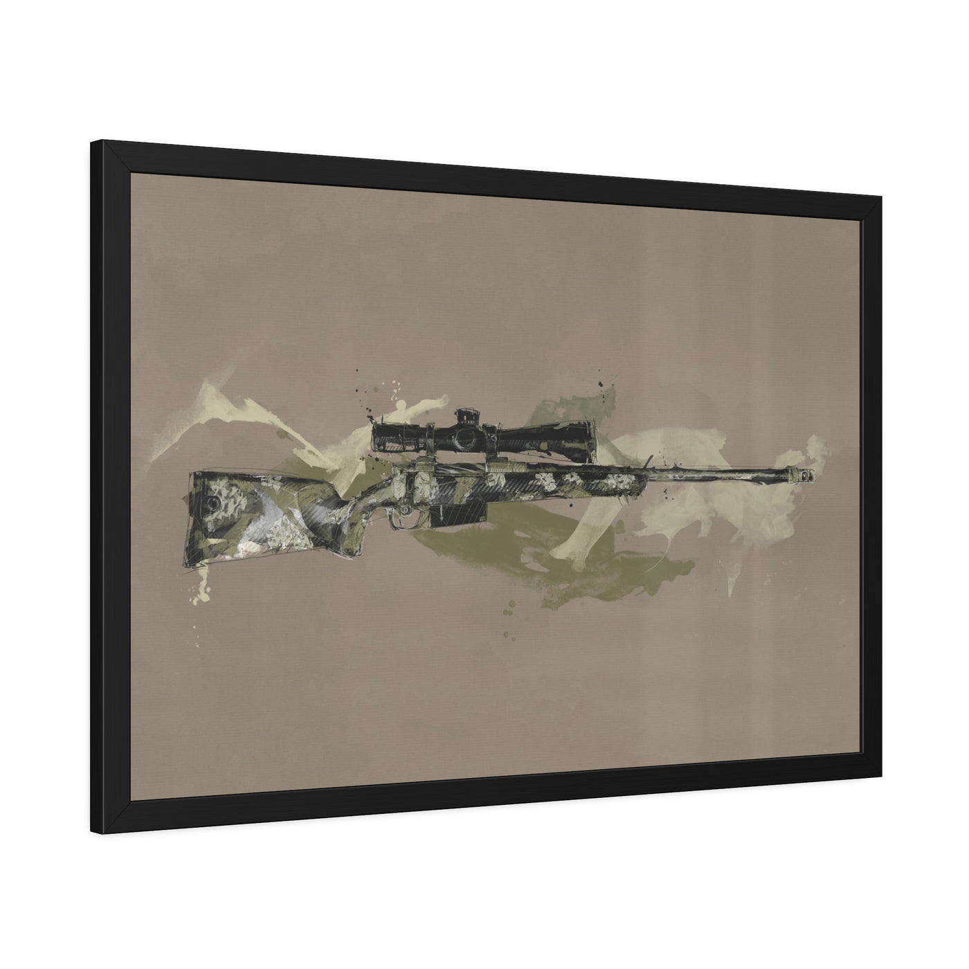 The Harvester - Long Range Hunting Rifle Painting (Minimal) - Black Frame - Value Collection