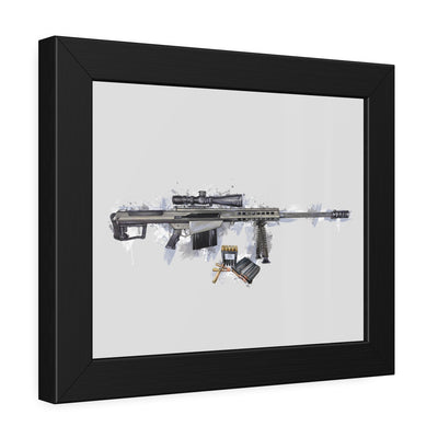 The Long-Range Legend - .50 Cal BMG Rifle Painting - Blue Accents - Black Frame - Value Collection