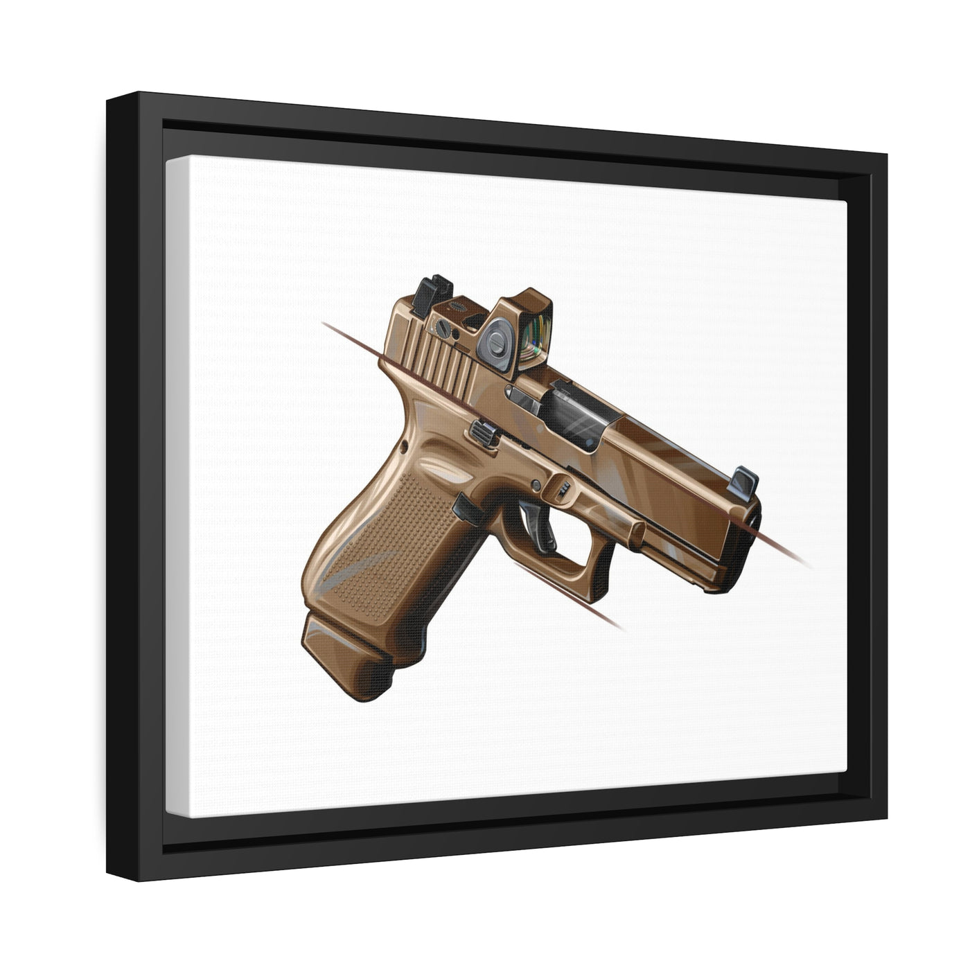 The Last Resort - OG Tan Poly Pistol Painting - Just The Piece - Black Framed Wrapped Canvas - Value Collection