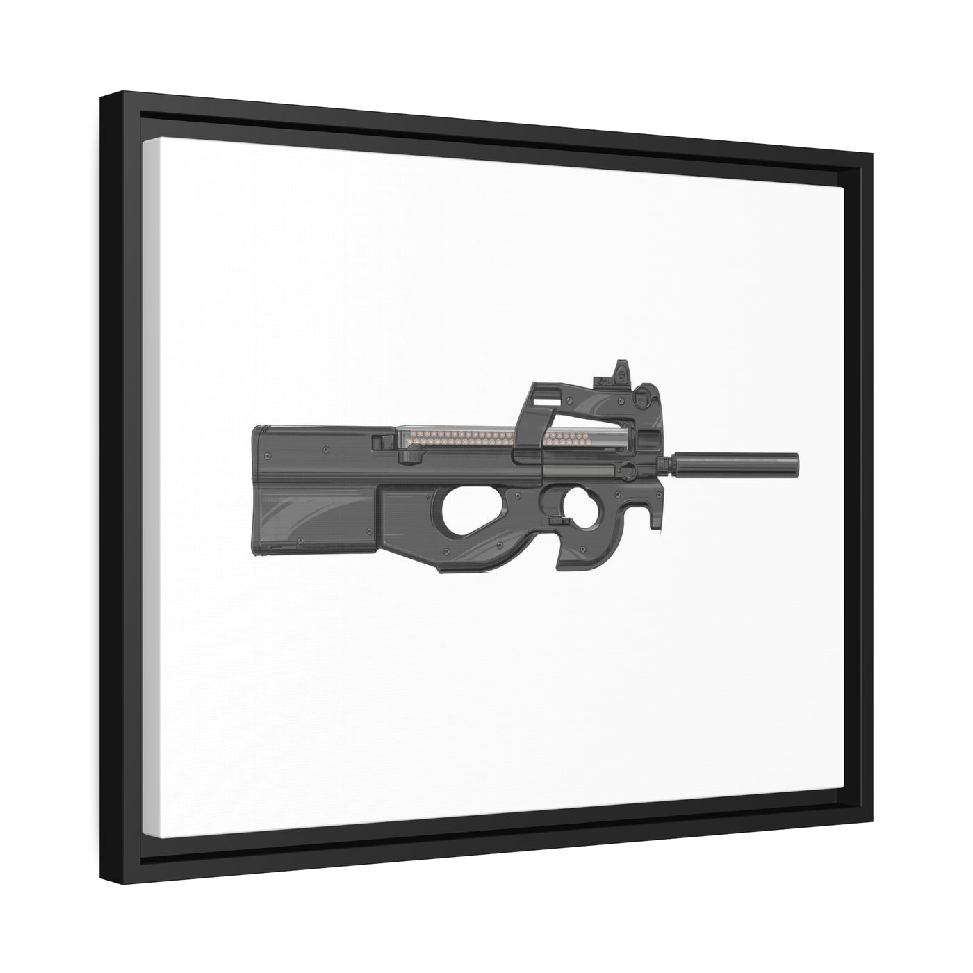 Secret Service Subgun - Bullpup 5.7x28mm Painting - Black Framed Wrapped Canvas - Value Collection