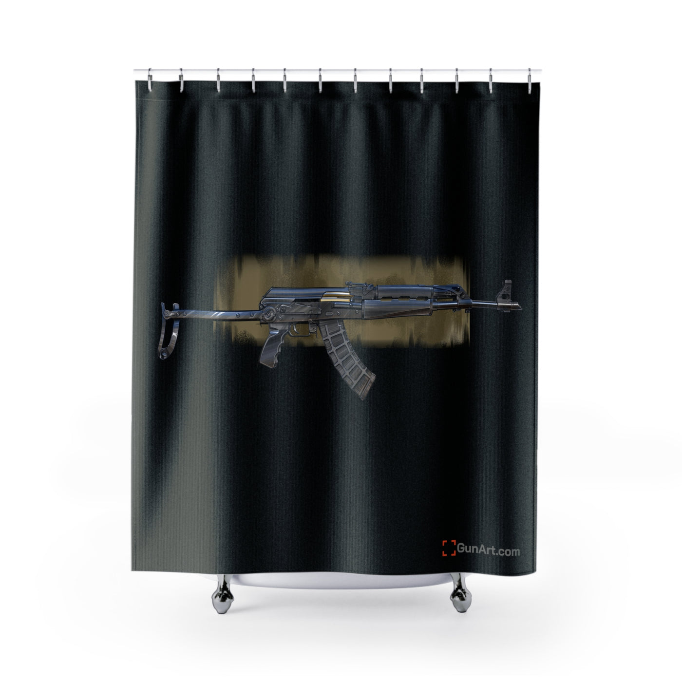 The Paratrooper / AK-47 Underfolder Shower Curtains - Black Background