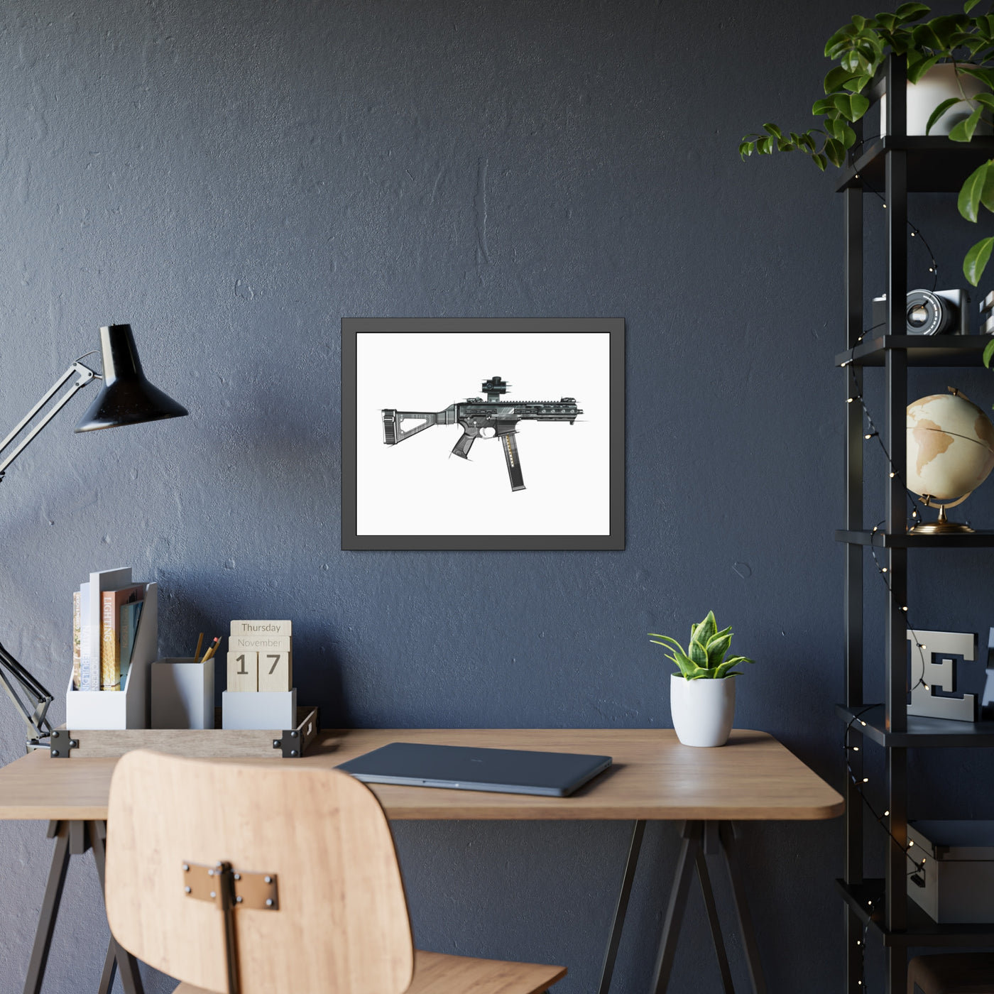 .45 Cal SMG Painting - Just The Piece - Black Frame - Value Collection