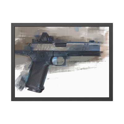 2011 Charlie - Pistol Painting - Brown Background - Black Frame - Value Collection