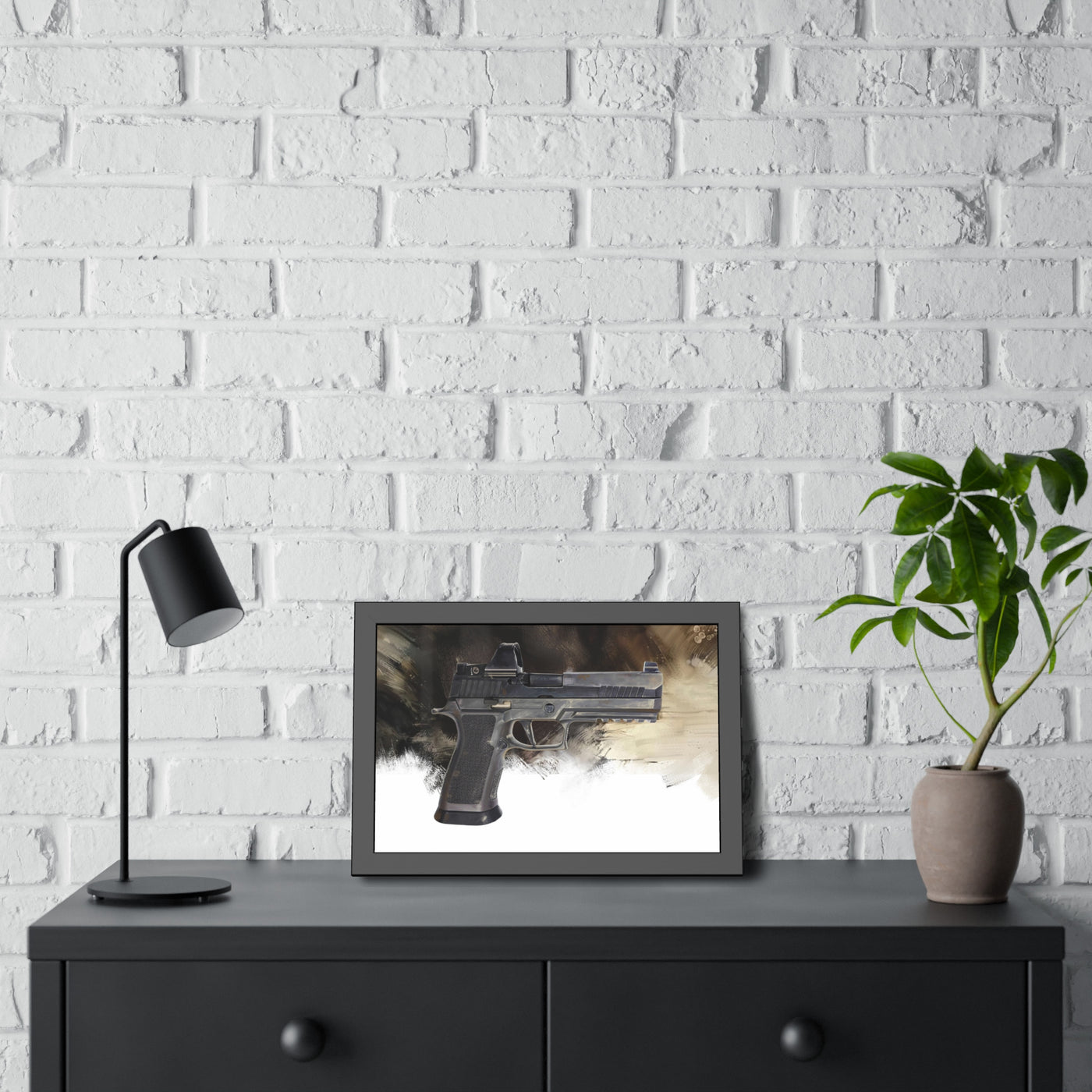 The E-Brake - Pistol Painting - Black Frame - Value Collection