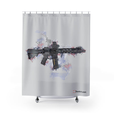 Defending Freedom - Michigan - AR-15 State Shower Curtains - White State