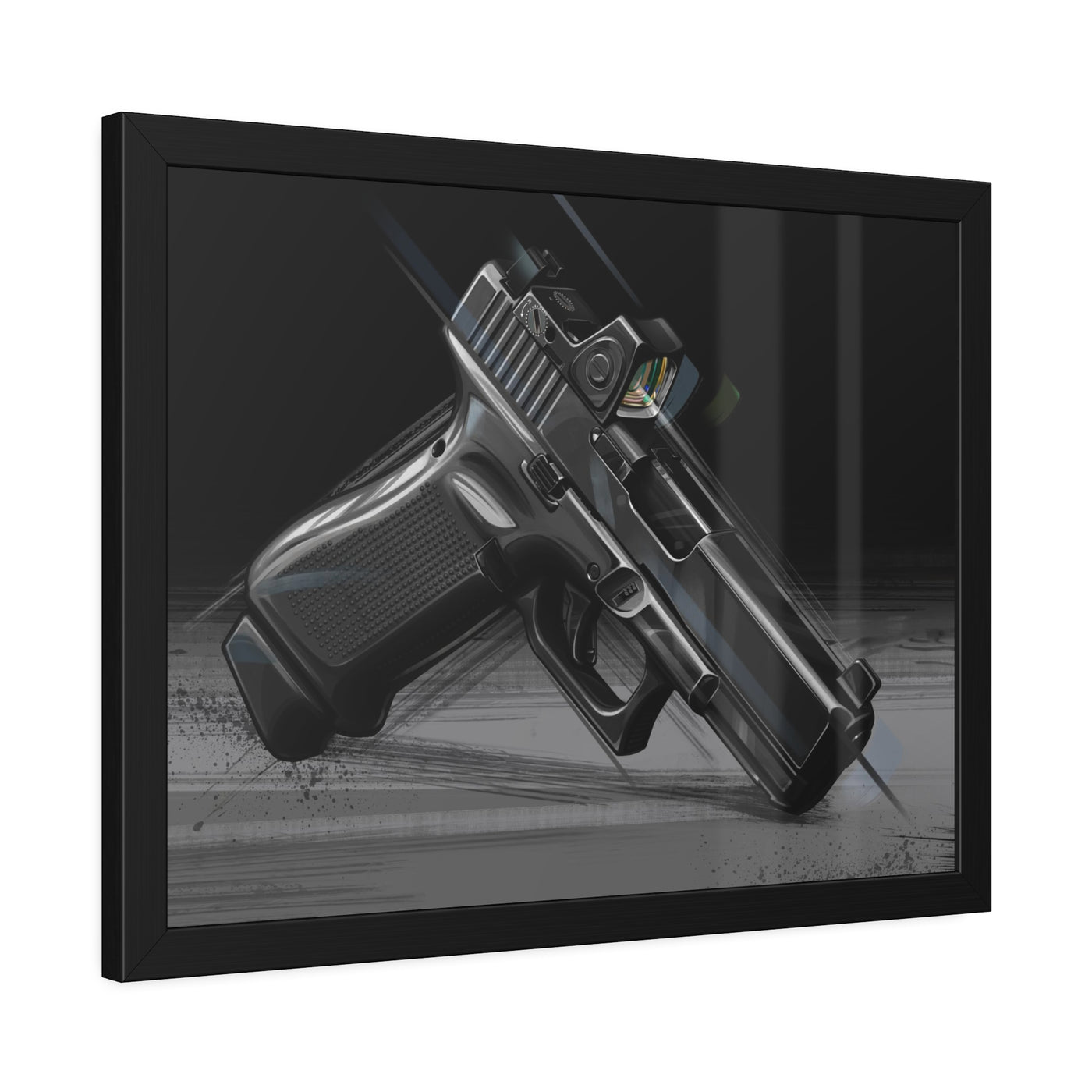 The Last Resort - OG Black Poly Pistol Painting - Black Frame - Value Collection