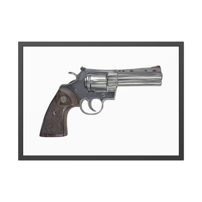 Wood & Stainless .357 Magnum Revolver Painting - Just The Piece - Black Frame - Value Collection