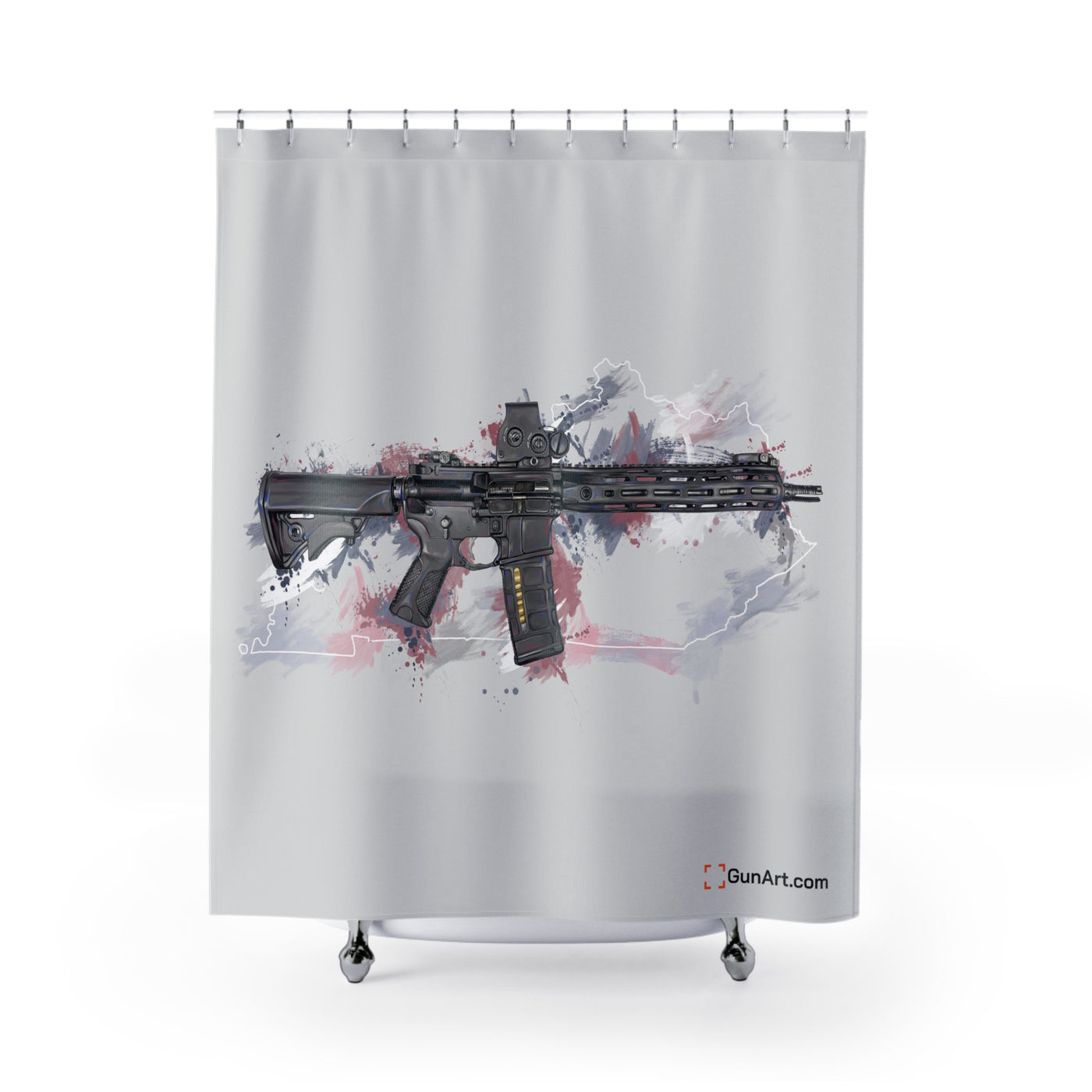 Defending Freedom - Kentucky - AR-15 State Shower Curtains - White State
