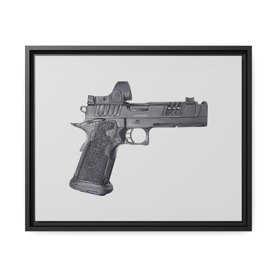 2011 Delta Pistol Painting - Just The Piece - Black Framed Wrapped Canvas - Value Collection