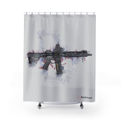 Defending Freedom - Georgia - AR-15 State Shower Curtains - White State