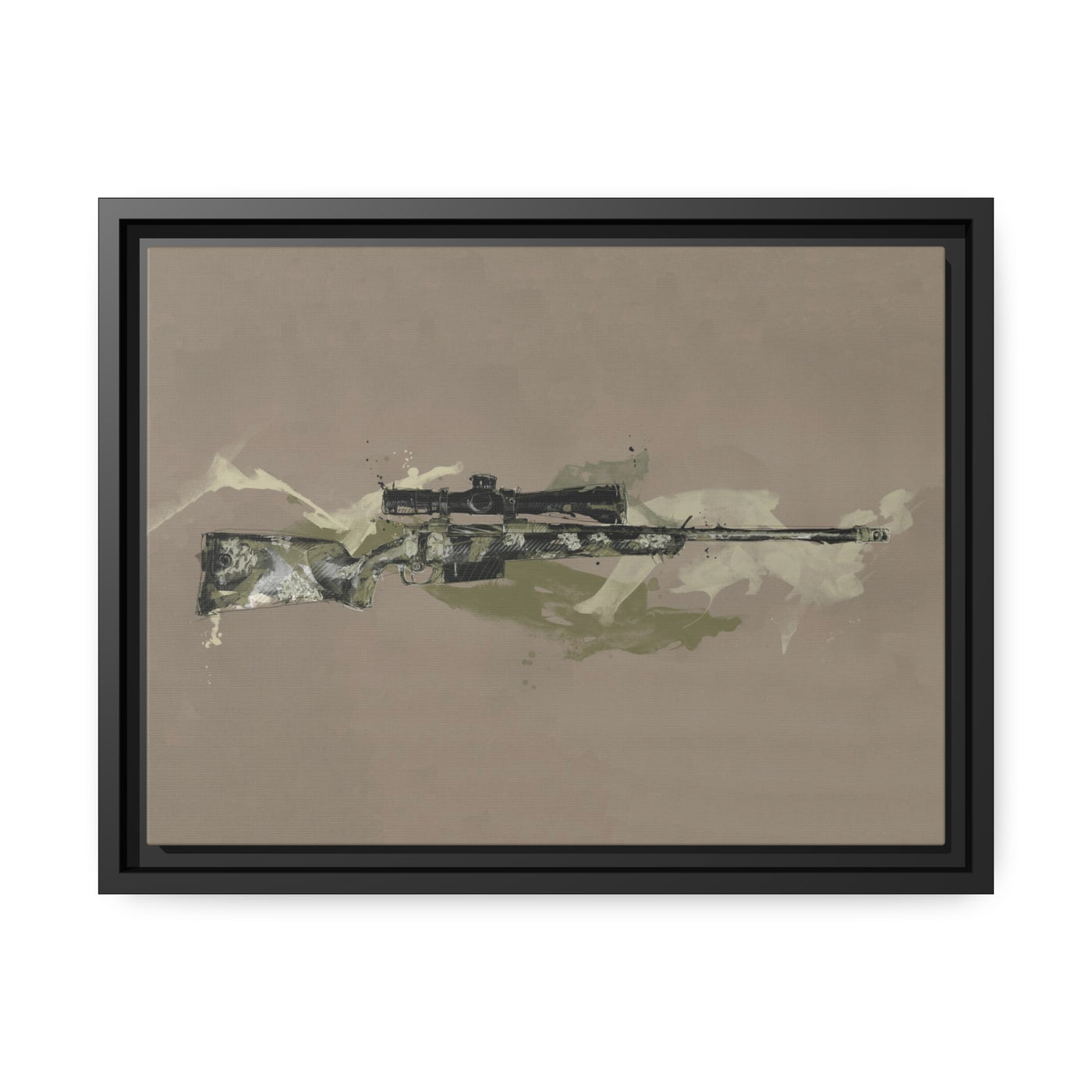 The Harvester - Long Range Hunting Rifle Painting (Minimal) - Black Framed Wrapped Canvas - Value Collection