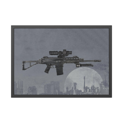 The Urban Sniper Painting - Grey Background - Black Frame - Value Collection