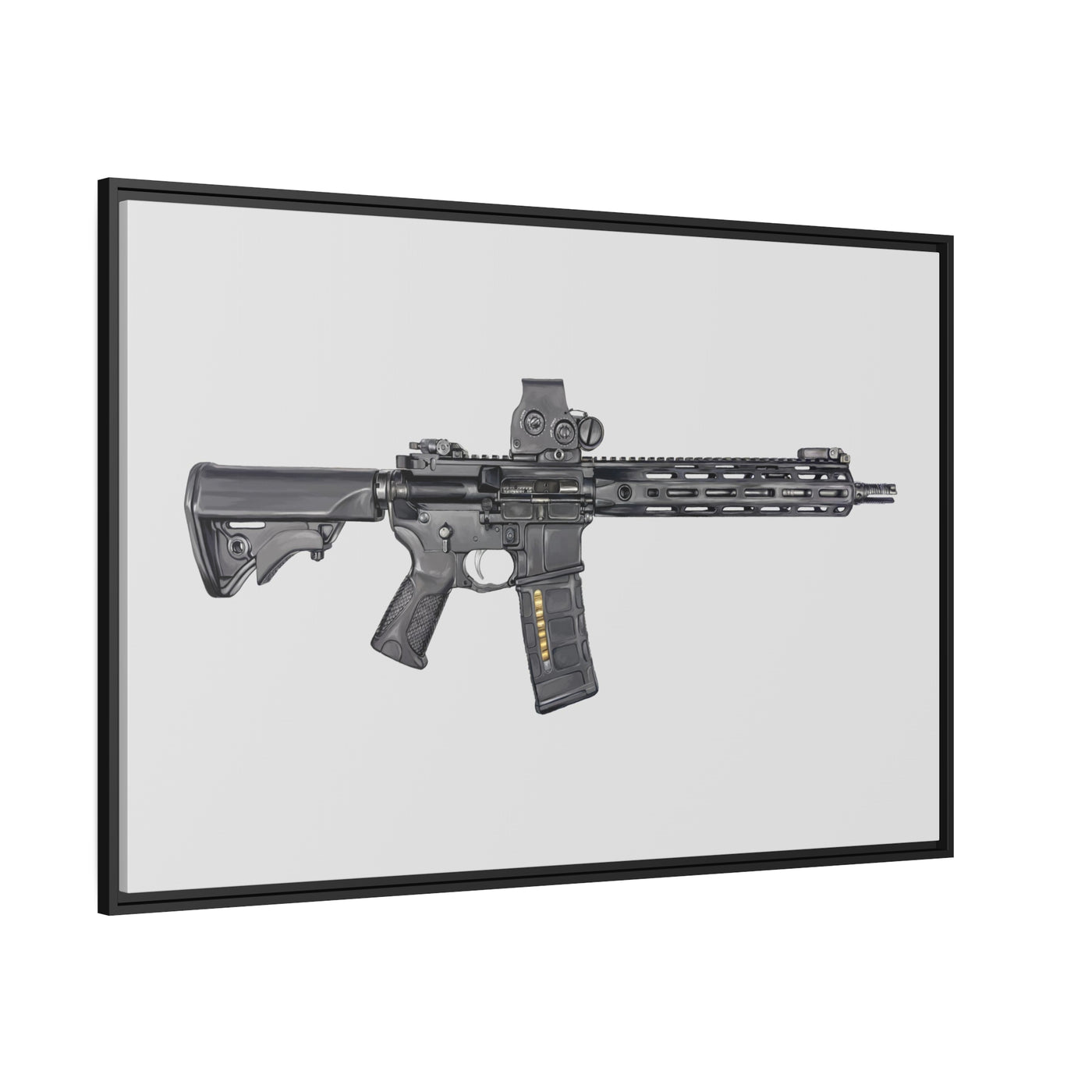 Defending Freedom - AR-15 State Painting - Just The Piece - Black Framed Wrapped Canvas - Value Collection