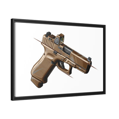 The Last Resort - OG Tan Poly Pistol Painting - Just The Piece - Black Framed Wrapped Canvas - Value Collection