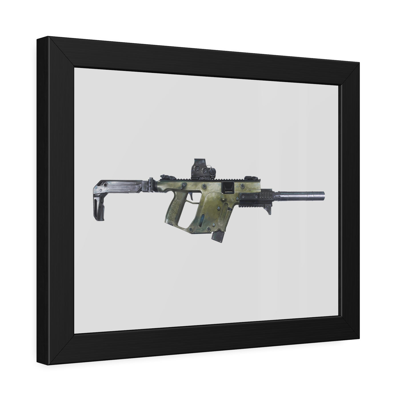 The Vindicator - Suppressed SMG Painting - Just The Piece - Black Frame - Value Collection