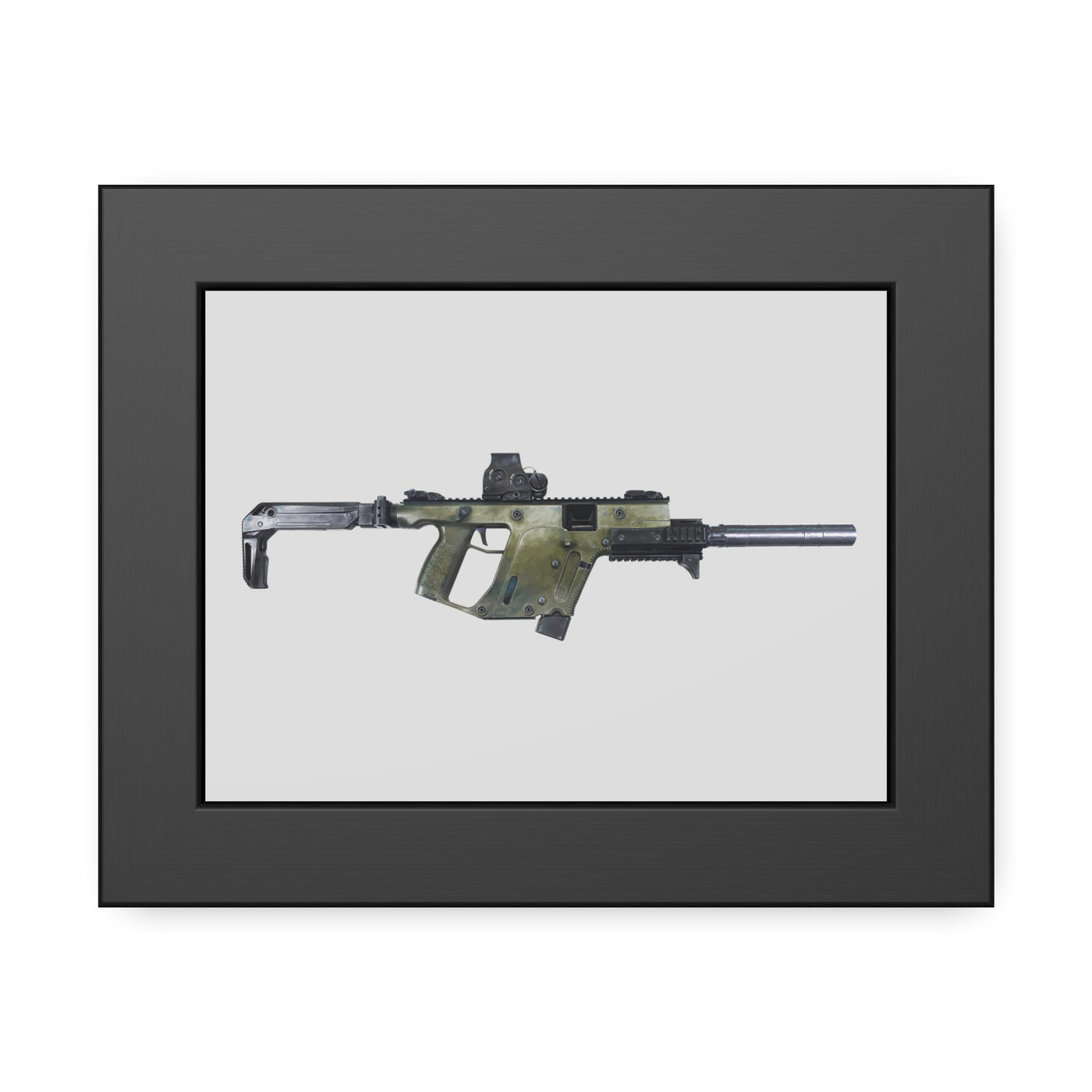 The Vindicator - Suppressed SMG Painting - Just The Piece - Black Frame - Value Collection