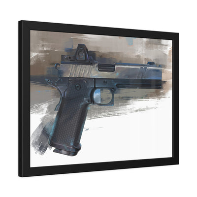 2011 Charlie - Pistol Painting - Brown Background - Black Frame - Value Collection