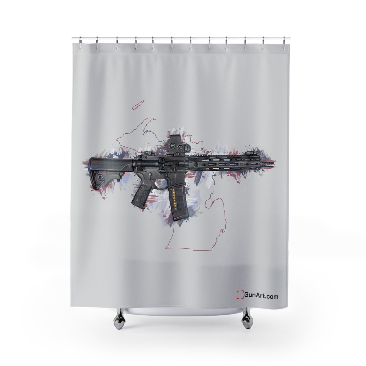 Defending Freedom - Michigan - AR-15 State Shower Curtains - Colored State
