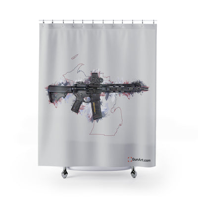 Defending Freedom - Michigan - AR-15 State Shower Curtains - Colored State