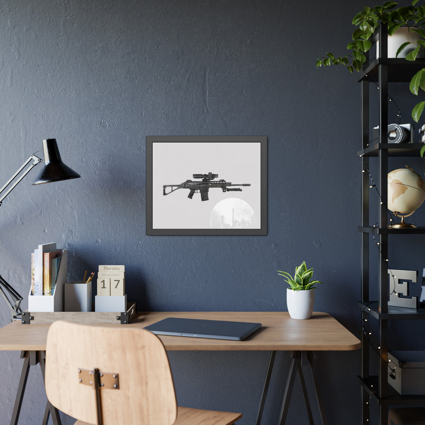 The Urban Sniper Painting - White Background - Black Frame - Value Collection