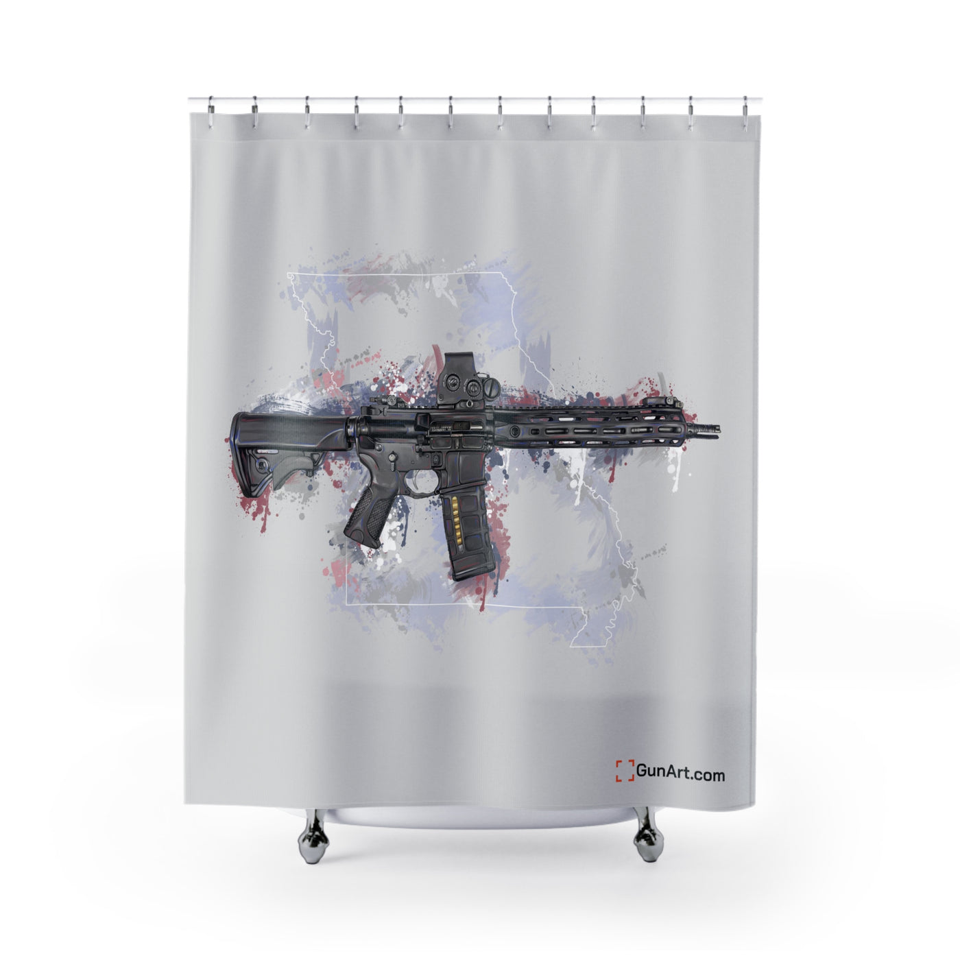 Defending Freedom - Missouri - AR-15 State Shower Curtains - White State