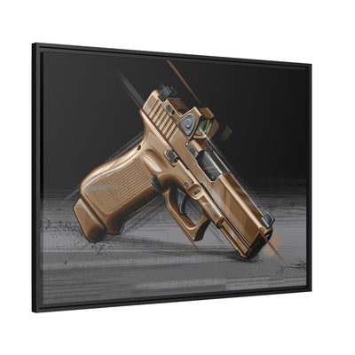 The Last Resort - OG Tan Poly Pistol Painting - Black Framed Wrapped Canvas - Value Collection