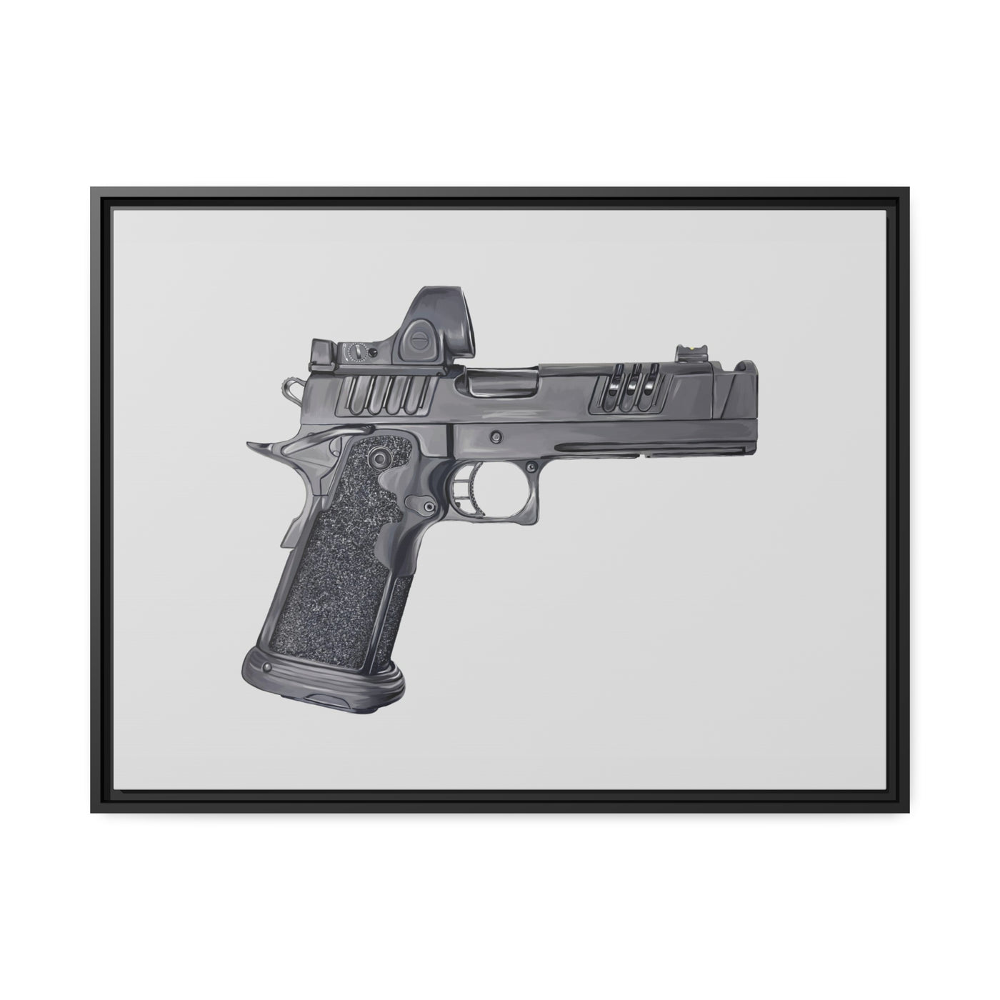 2011 Delta Pistol Painting - Just The Piece - Black Framed Wrapped Canvas - Value Collection