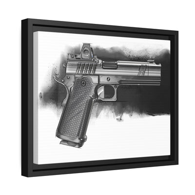 2011 Black & White Pistol Painting - Black Framed Wrapped Canvas - Value Collection