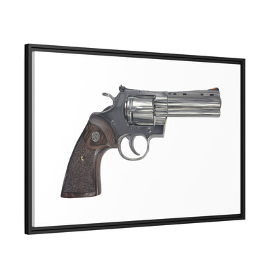 Wood & Stainless .357 Magnum Revolver Painting - Just The Piece - Black Framed Wrapped Canvas - Value Collection