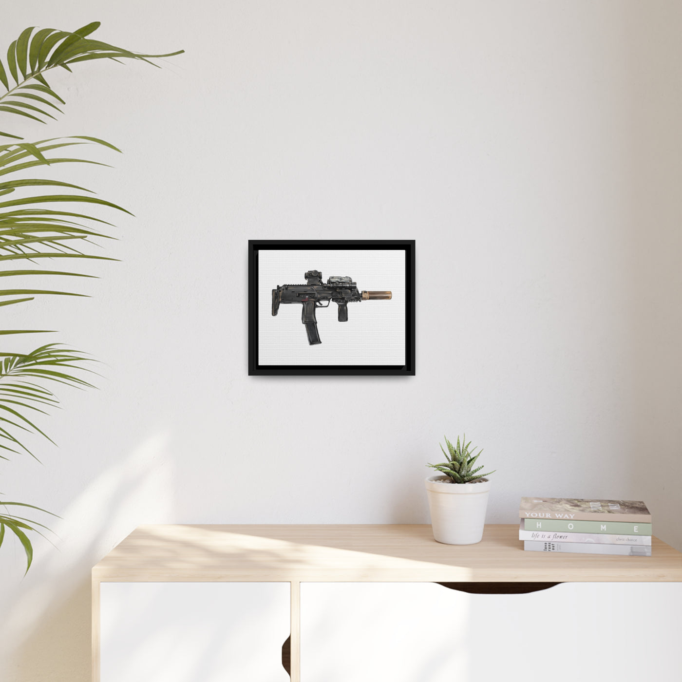 German 4.6x30mm Sub Machine Gun Painting - Just The Piece - Black Framed Wrapped Canvas - Value Collection