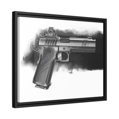 2011 Black & White Pistol Painting - Black Framed Wrapped Canvas - Value Collection