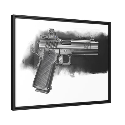 2011 Black & White Pistol Painting - Black Framed Wrapped Canvas - Value Collection