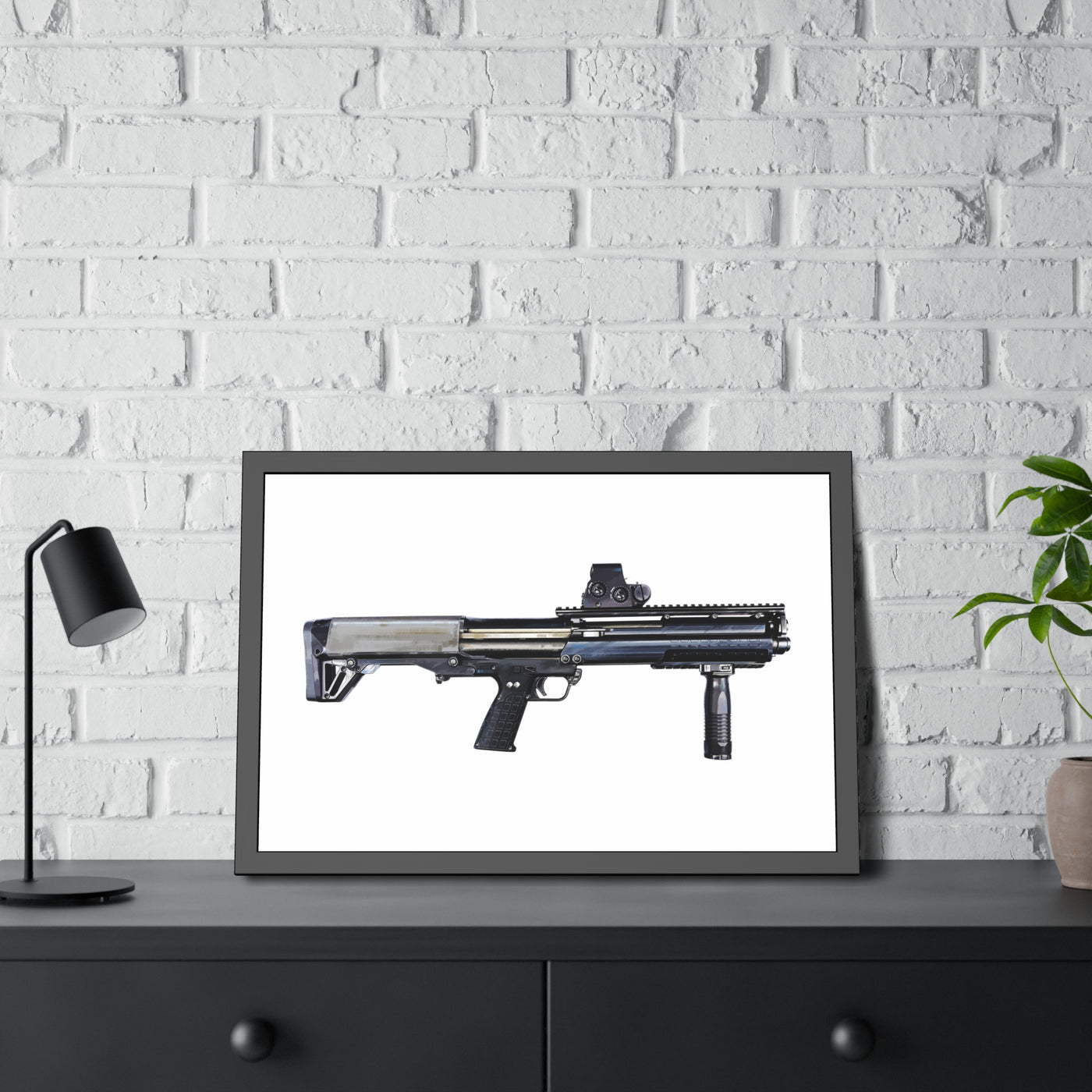 Tactical Bullpup Shotgun Painting - Just The Piece - Black Frame - Value Collection