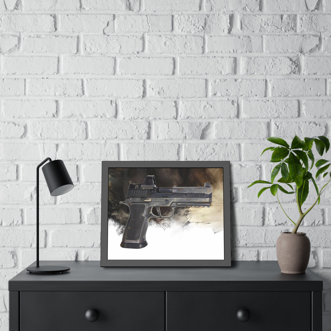 The E-Brake - Pistol Painting - Black Frame - Value Collection