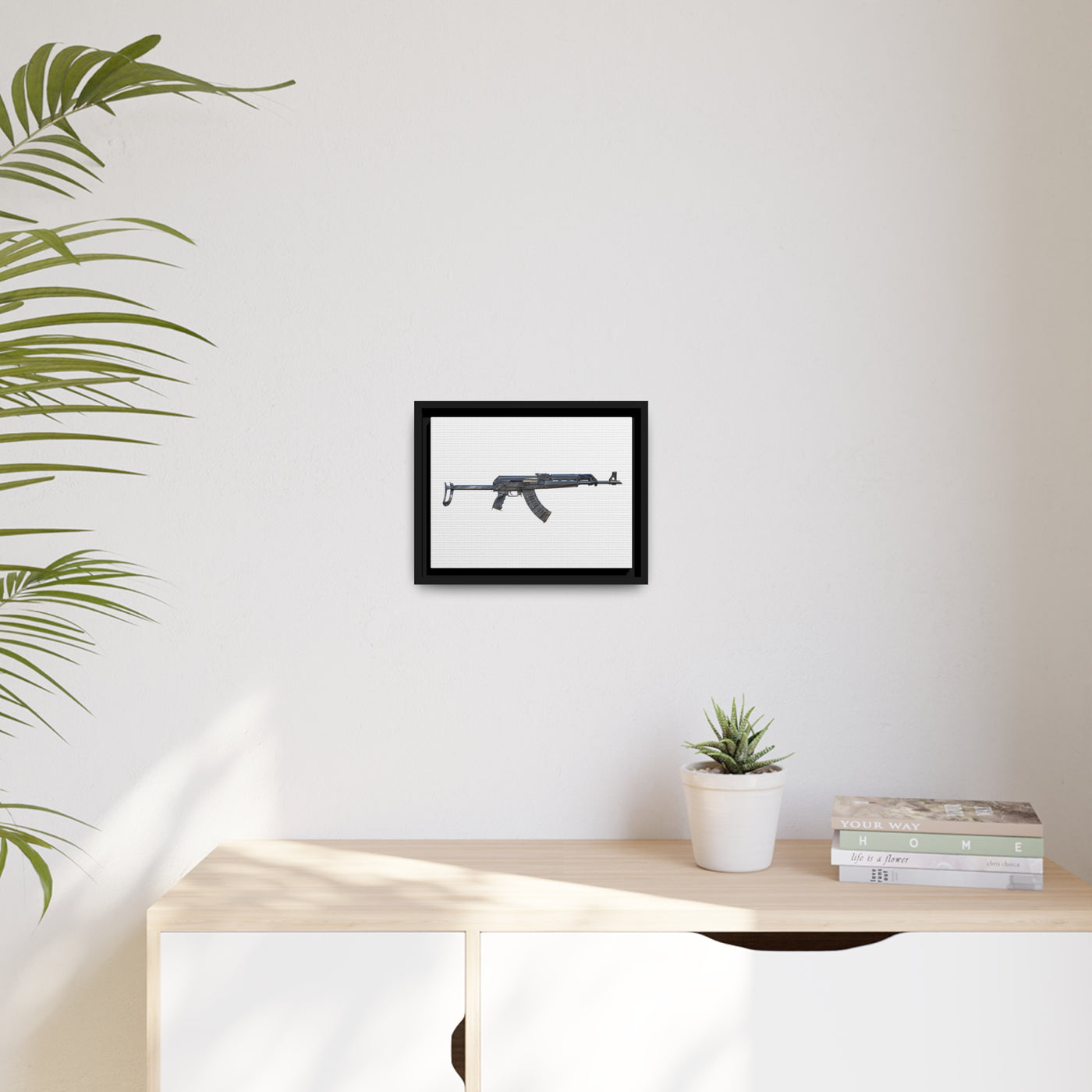 The Paratrooper AK-47 Painting - Just The Piece - Black Framed Wrapped Canvas - Value Collection