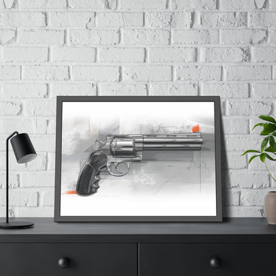 Stainless .44 Mag Revolver Painting - Black Frame - Value Collection