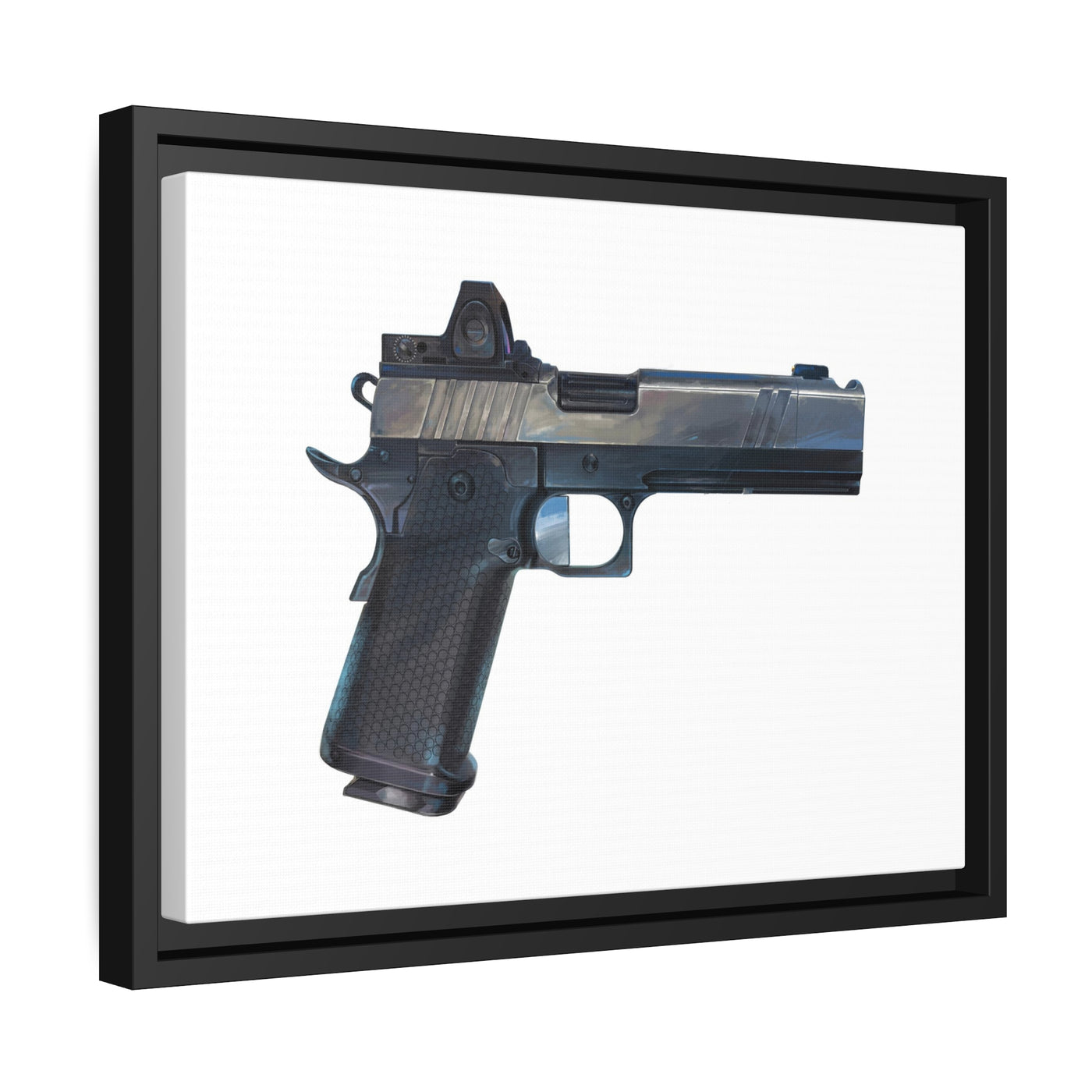 2011 Charlie - Pistol Painting - Just The Piece - Black Framed Wrapped Canvas - Value Collection