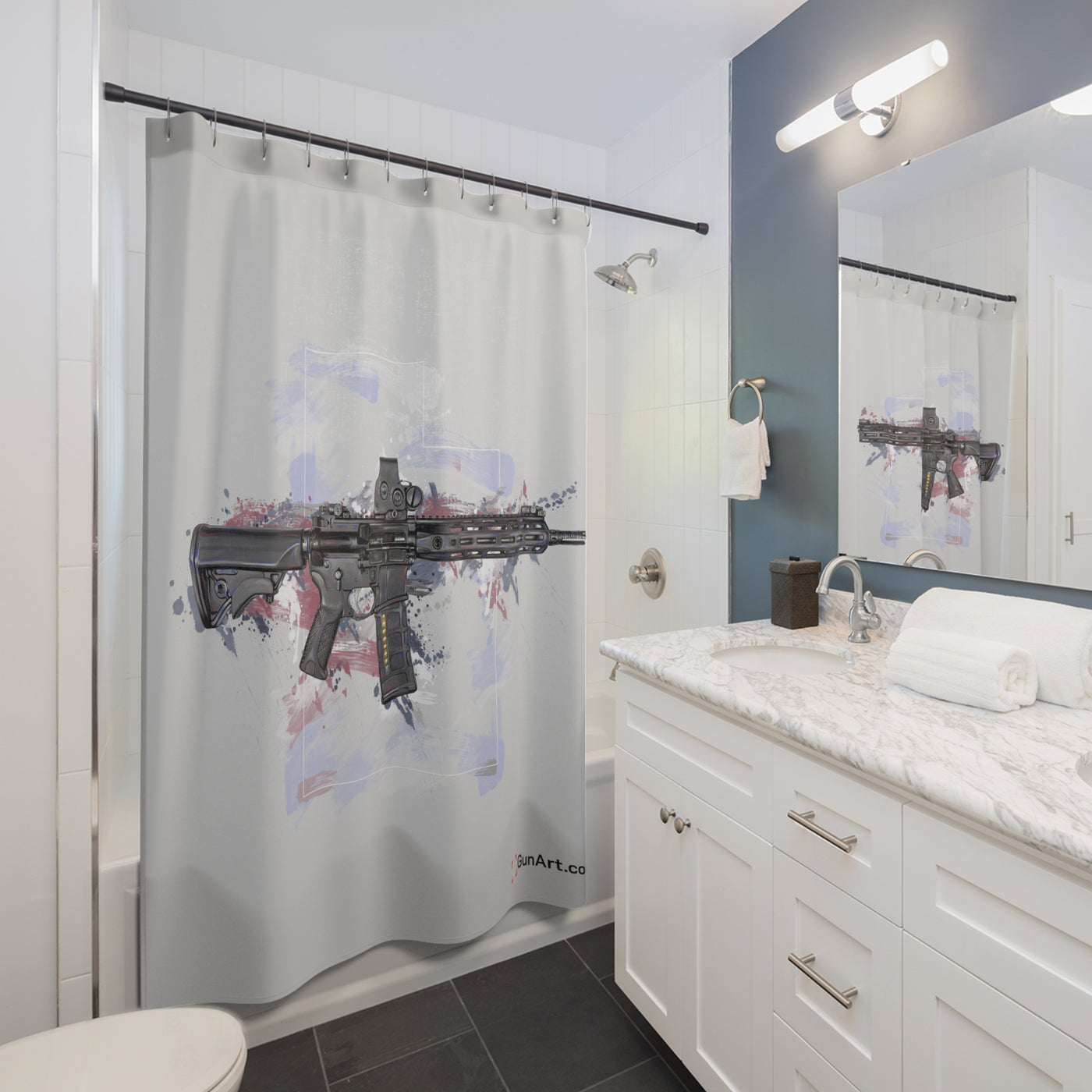 Defending Freedom - Utah - AR-15 State Shower Curtains - White State