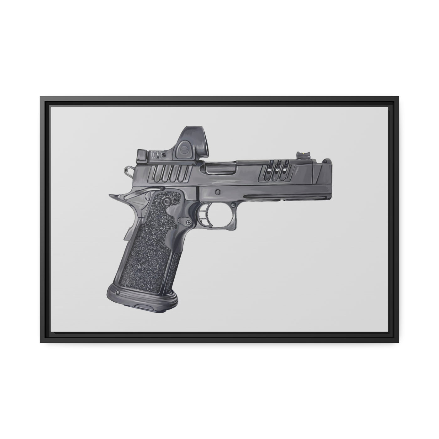 2011 Delta Pistol Painting - Just The Piece - Black Framed Wrapped Canvas - Value Collection