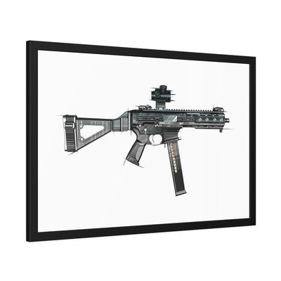 .45 Cal SMG Painting - Just The Piece - Black Frame - Value Collection