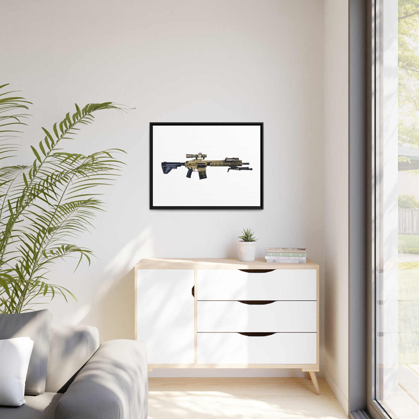 German 7.62x51mm AR10 Battle Rifle Painting - Just The Piece - Black Framed Wrapped Canvas - Value Collection