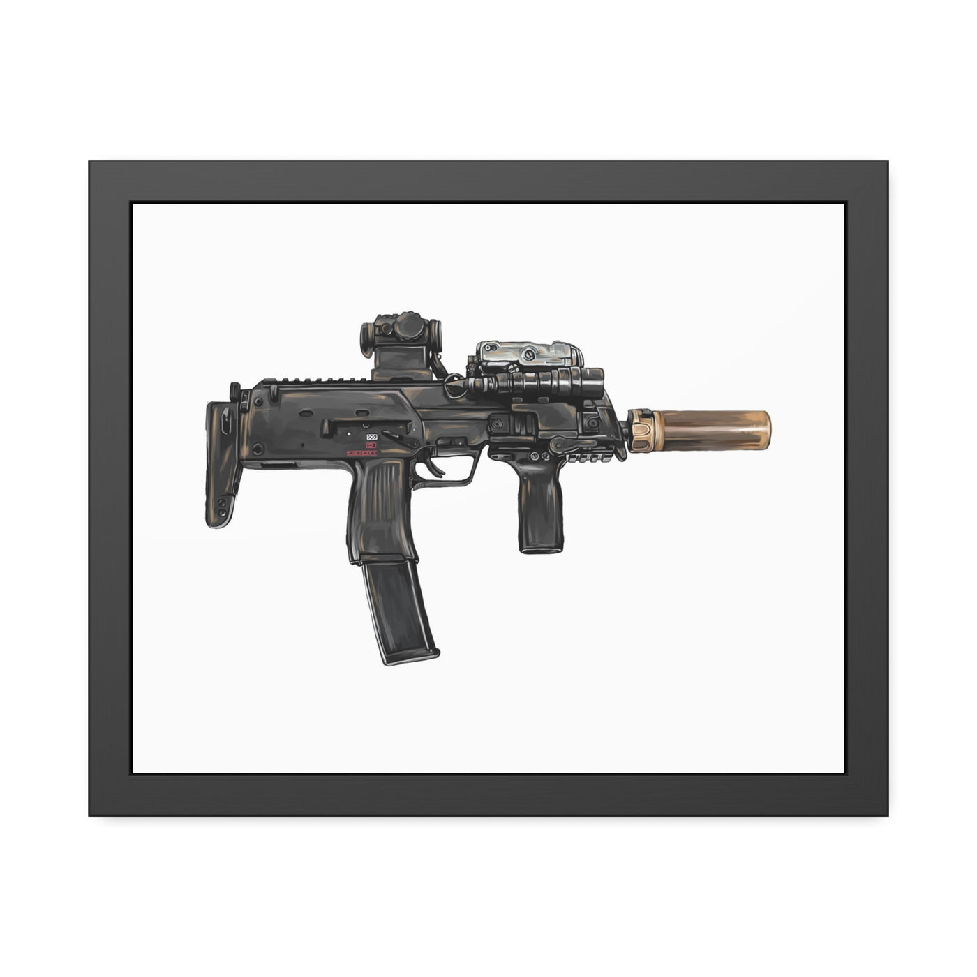 German 4.6x30mm Sub Machine Gun Painting - Just The Piece - Black Frame - Value Collection