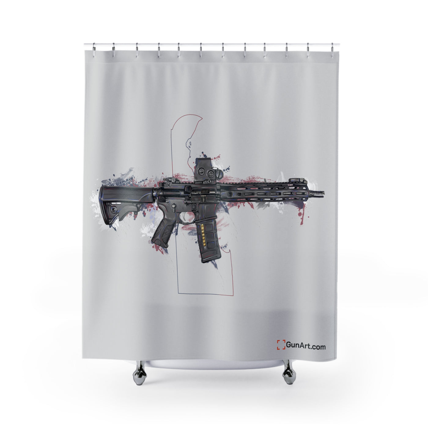 Defending Freedom - Delaware - AR-15 State Shower Curtains - Colored State